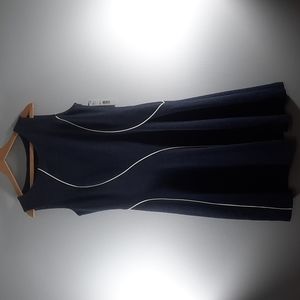 NWT Preston & York navy/Ivory piping trim  sleeveless dress Sz 8